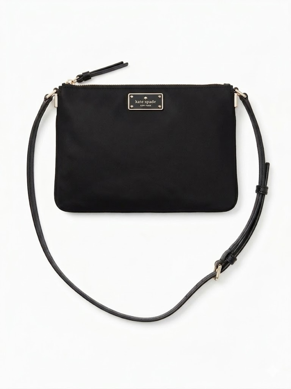 Kate Spade Black Gold Classic Nylon Crossbody Purse Bag